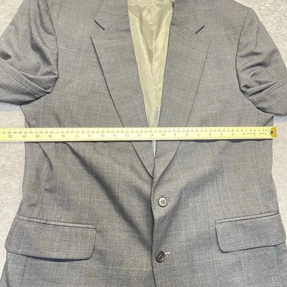 Hill & Archer Blazer Mens 44R Glen Plaid Two Button Gray Check Jacket